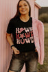 Black Howdy Letter Graphic Print Short Sleeve T Shirt